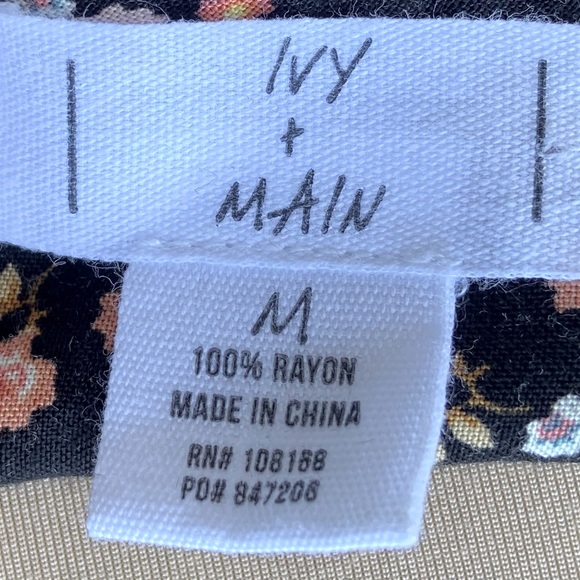 Button Down Fit & Flare Dress Black with Petite Flowers Size M - Picture 9 of 10